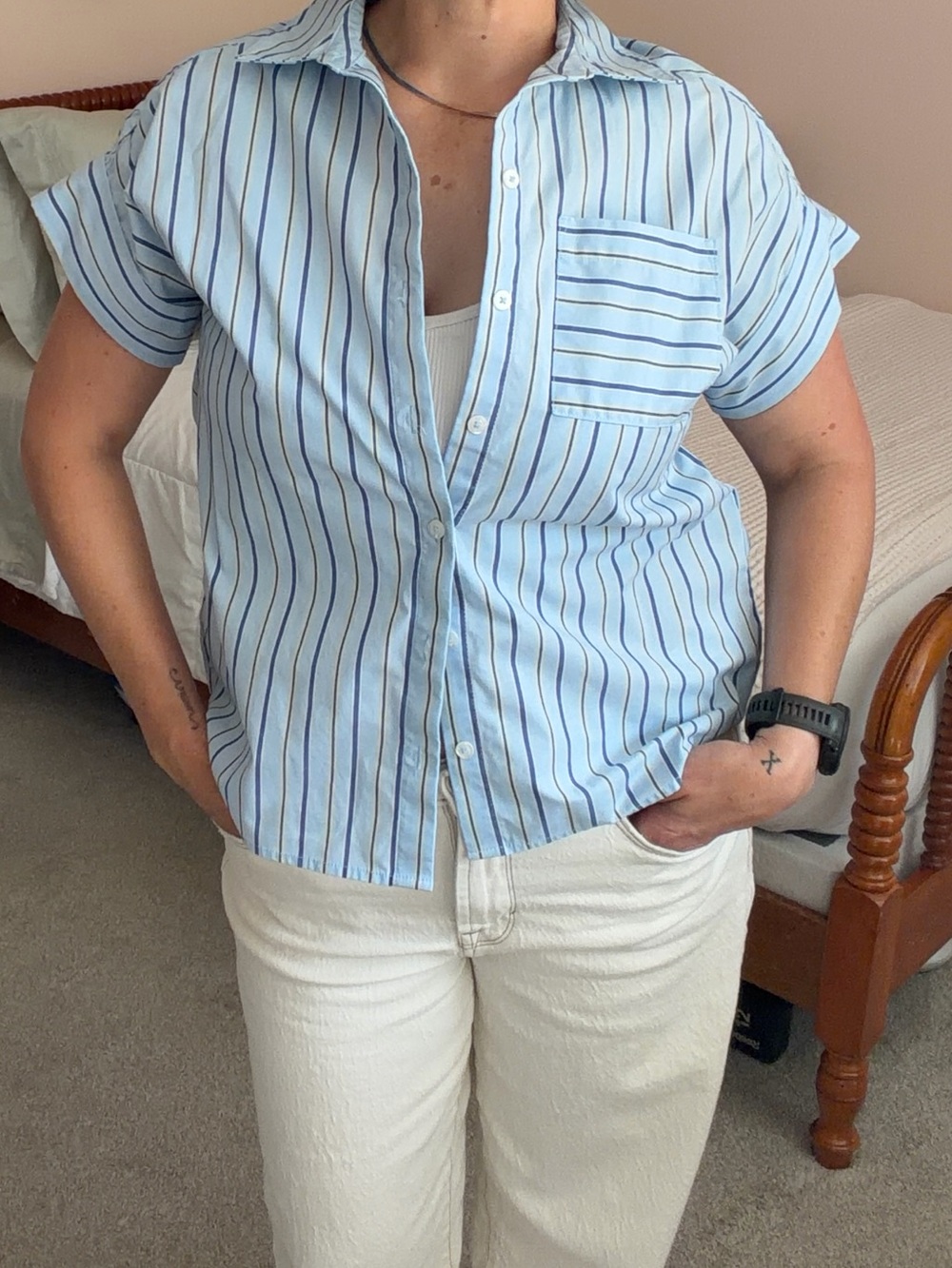 Casa Cabaña Men’sLight Blue Striped Button-Up Shirt Size XS